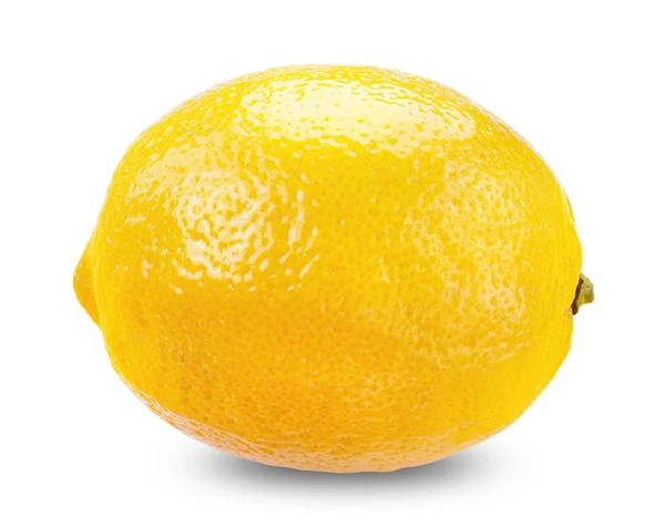 新鲜成熟的柠檬 在白色背景下与切碎路径隔离 — 图库照片