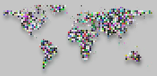 世界地図カラフルなラスターの影が白い円を描く — ストック写真