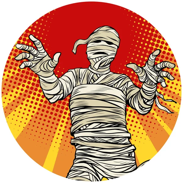 Múmia Egípcia Andar Personagem Halloween Pop Arte Avatar Personagem Redondo — Fotografia de Stock