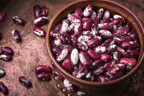 Frijol Rojo Cerca Sobre Fondo Metálico —  Fotos de Stock