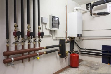condensing boiler gas in the boiler room clipart