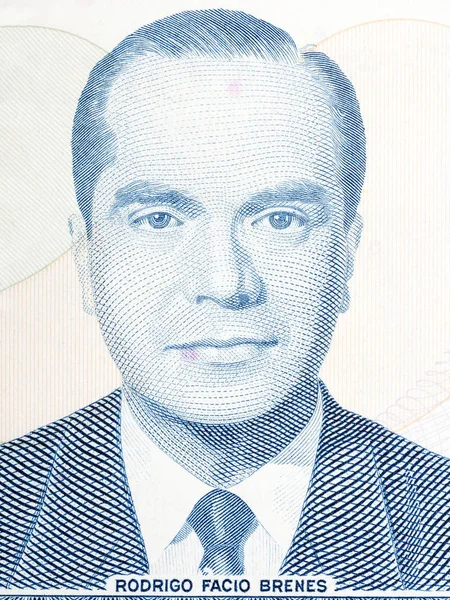 Портрет Родріго Фасіо Бренеса Коста Риканських Грошей — стокове фото