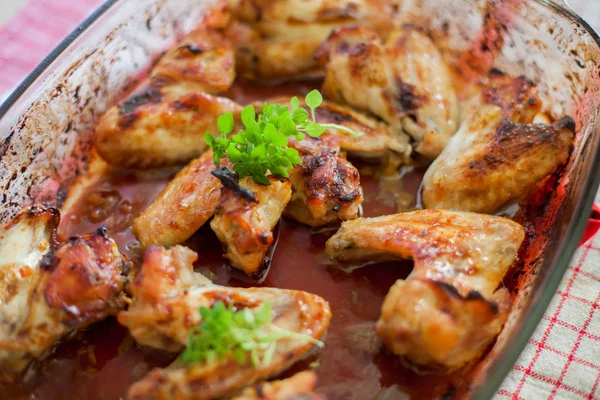 Daging Panggang Sayap Ayam Panggang Makanan Lezat — Stok Foto