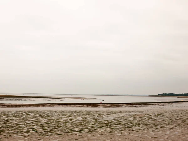 Ein Leerer Fluss Bedeckt Tag Strand Schlamm Algen — Stockfoto