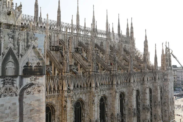 Μητρόπολη Του Μιλάνου Duomo Milano Είναι Γοτθική Καθεδρική Εκκλησία Του — Φωτογραφία Αρχείου