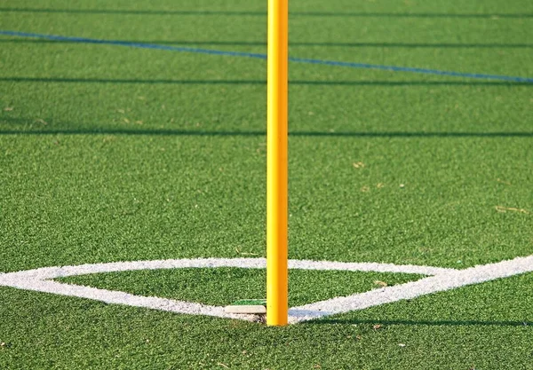 Esquina Marcada Campo Fútbol —  Fotos de Stock