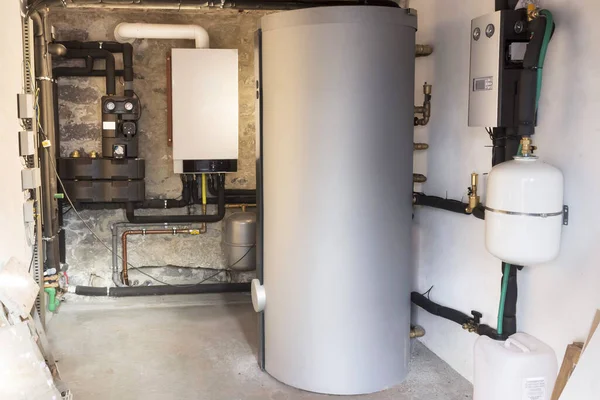 Condensing Gas Boiler Solar Tank Boiler Room — kuvapankkivalokuva