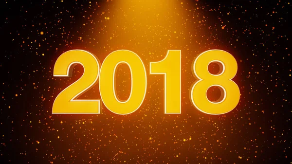 Three Dimensional Text 2018 Particles Light Source New Year Composition — Stock Photo, Image