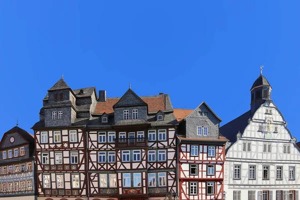 Casas Históricas Meia Madeira Praça Mercado Butzbach — Fotografia de Stock