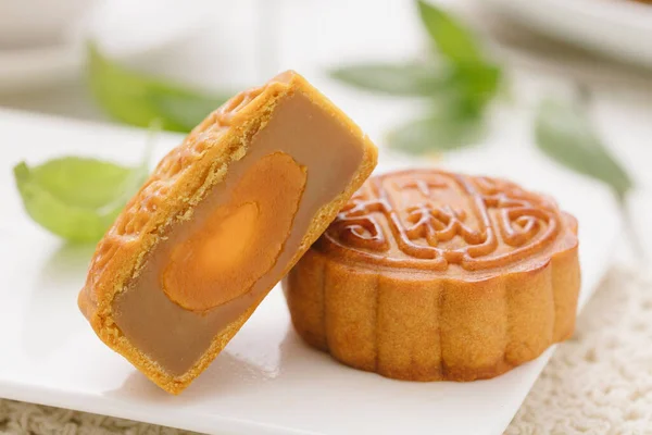 Mooncake Delicios Fel Gustare Tradițională Chinezească Pentru Festivalul Mijlocul Toamnei — Fotografie, imagine de stoc