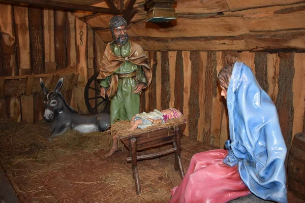 Presepe Presepe Germania Festa Avvento Gesù Maria Giuseppe Gesù Bambino — Foto Stock