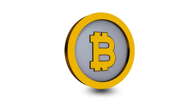 Logotipo Bitcoin Isolado Fundo Branco Renderização — Fotografia de Stock