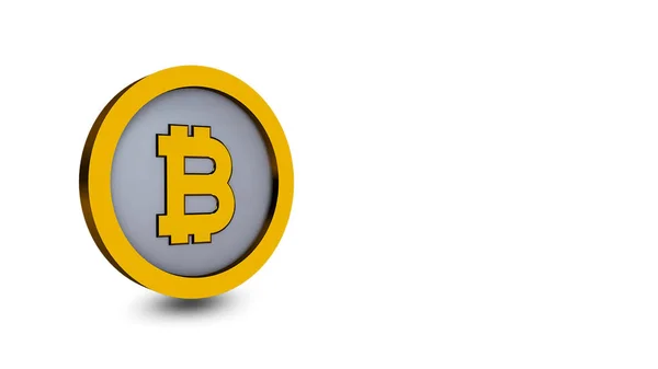 Bitcoin Logo Białym Tle Renderowania — Zdjęcie stockowe