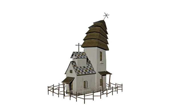 Vecchia Chiesa Con Torre Campanaria Win Wrong Sgomberata — Foto Stock