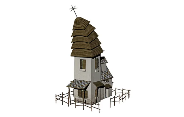 Vecchia Chiesa Con Torre Campanaria Win Wrong Sgomberata — Foto Stock
