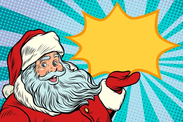 Der Weihnachtsmann Wirbt Mit Kopierraum Neujahr Und Weihnachten Pop Art — Stockfoto