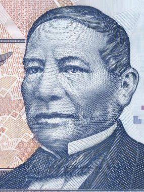 Benito Juarez portrait from Mexican money  clipart
