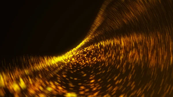 Spiraal Gouden Achtergrond Bestaande Uit Deeltjes Abstracte Digitale Achtergrond Rendering — Stockfoto