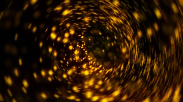 Spiral Gold Background Consisting Particles Abstract Digital Backdrop Rendering — Stock Photo, Image