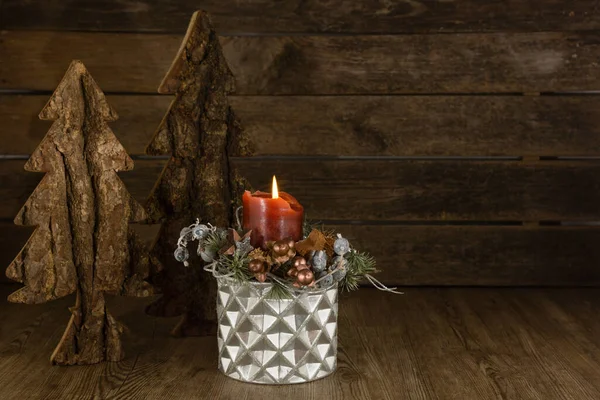 Weihnachtsmotiv Mit Hintergrund Aus Holz — Stockfoto