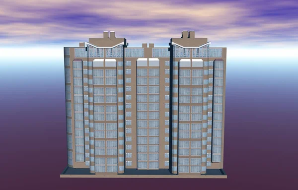 Visualización Del Moderno Edificio Apartamentos Render — Foto de Stock