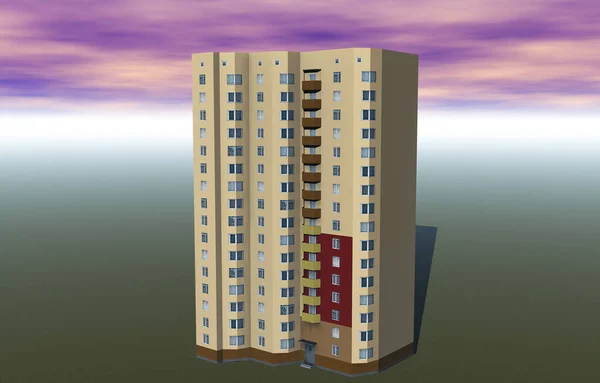 Visualización Del Moderno Edificio Apartamentos Render — Foto de Stock