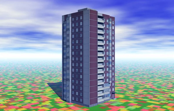 Visualización Del Moderno Edificio Apartamentos Render —  Fotos de Stock