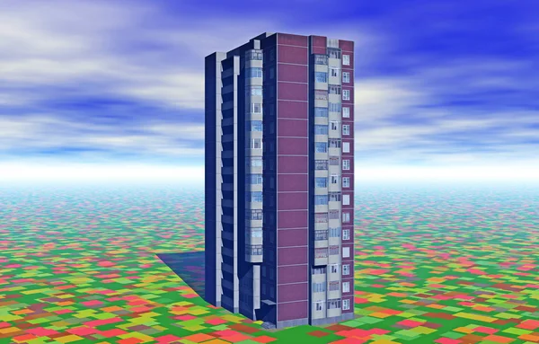 Visualization of modern apartment building, 3d render