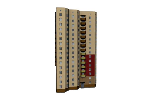 Visualização Edifício Apartamentos Moderno Renderização — Fotografia de Stock