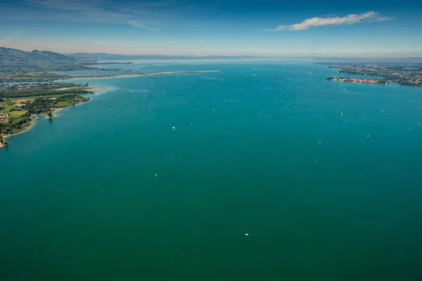 Vista Aérea Constancia Del Lago Con Afluente Del Rin Agua — Foto de Stock