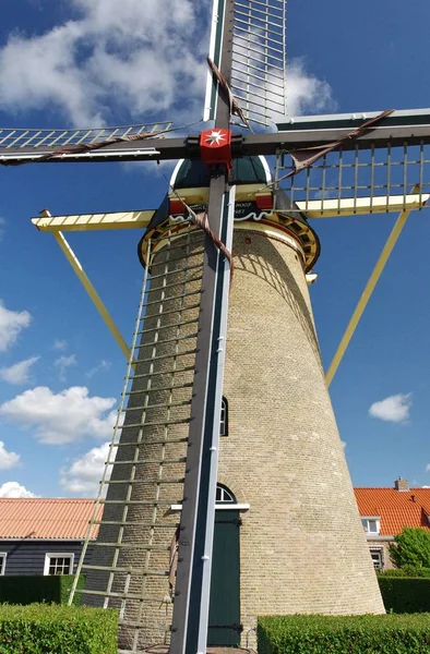 Schilderachtig Uitzicht Landschap Met Windmolengebouw — Stockfoto