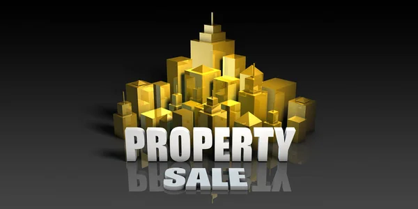 Immobilienverkaufs Branchenkonzept Mit Gebäudehintergrund — Stockfoto