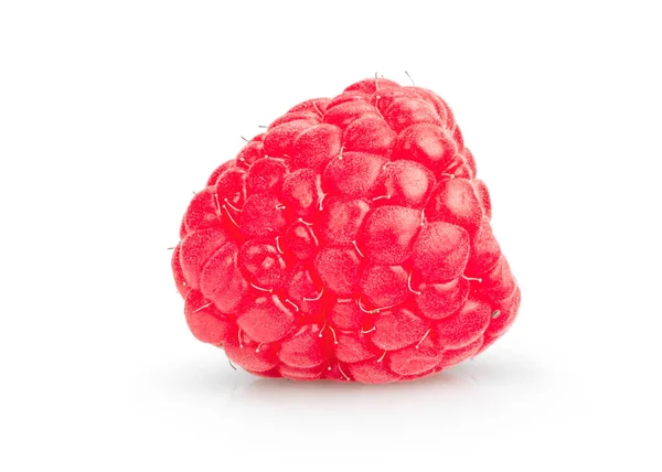 Fresh Red Raspberry Isolated White Background Clipping Path Full Depth — Stock Photo, Image