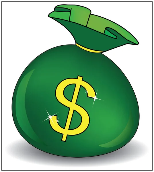 Gröna Pengar Väska Ikon Med Dollar Tecken Isolerad Vit Bakgrund — Stockfoto
