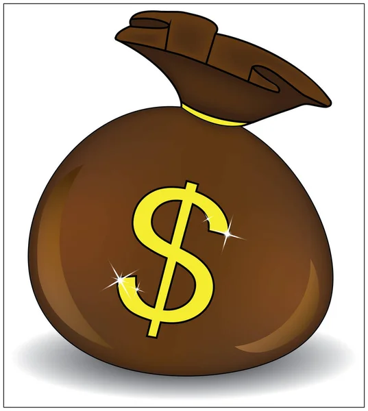 Braune Geldsacksymbole Mit Dollarzeichen Auf Weißem Hintergrund Vektorillustration — Stockfoto