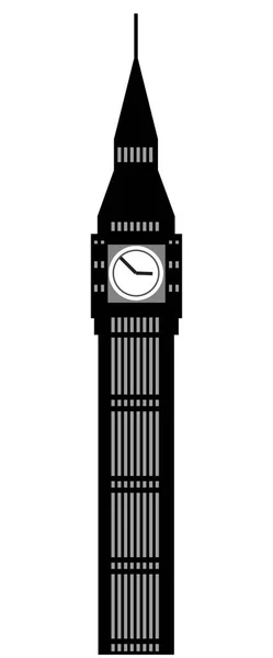Bild Tecknad Big Ben Klocka Siluett Vektor Illustration Isolerad Vit — Stockfoto