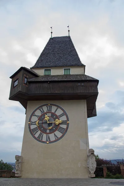Hodinová Věž Schlossbergu Graz Styrii Během Dne — Stock fotografie