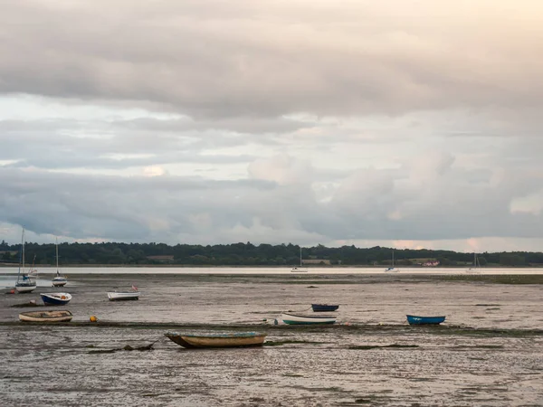 Cerca Escena Estuaria Bosque Manningunos Con Barcos Amarrados — Foto de Stock