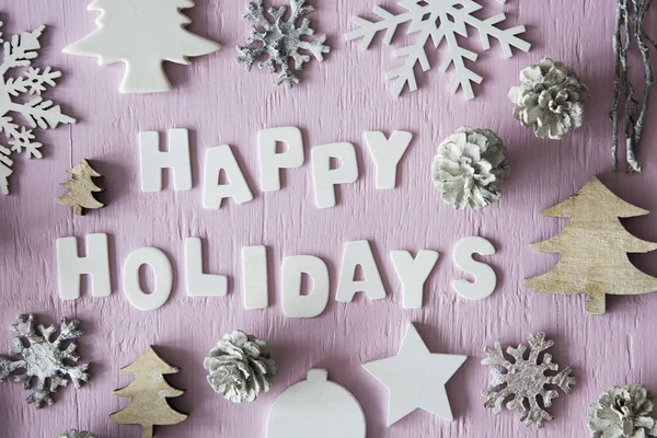Letters Building Word Happy Holidays Many Christmas Decoration Tree Star — Stockfoto