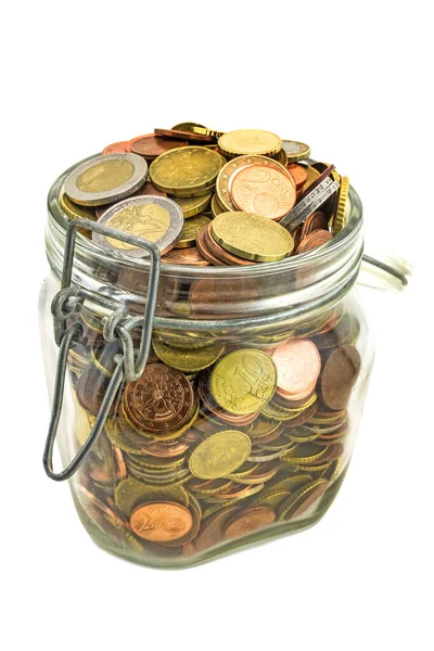 Coins Jar Nest Egg Bad Times — Stock Photo, Image