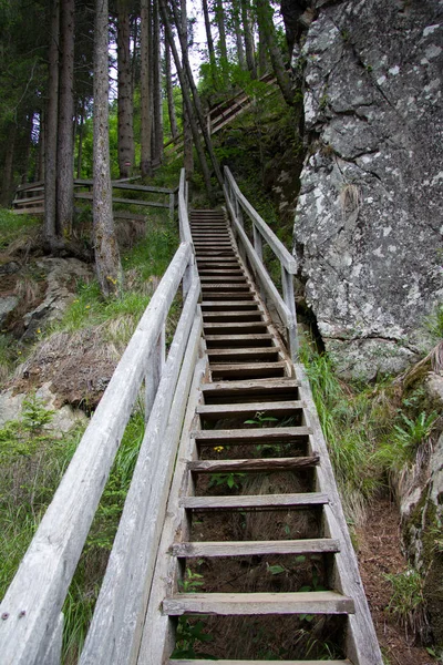 Fastened Walkway Made Wood Wild Nature Persons Styria Day — Stock Photo, Image