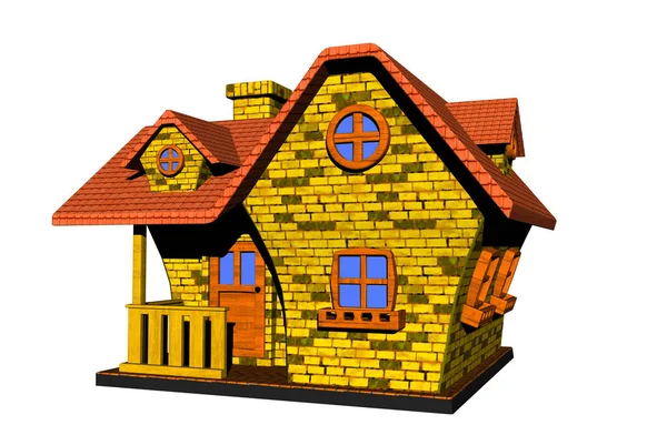 Engraçado Desenho Animado Casa Ilustração Colorida — Fotografia de Stock