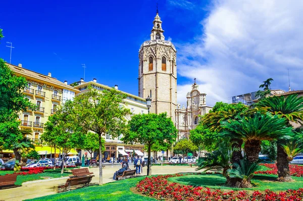 Torre Micalet Torre Miguelete Plaza Reina Valência Espanha Europa — Fotografia de Stock