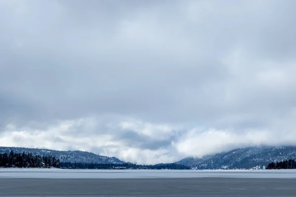 Flozen Lake Mudança Climática Sul Califórnia Big Bear Lake San — Fotografia de Stock