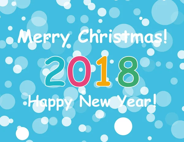 happy new year 2018 with snowflake and bokeh pattern on winter blue background