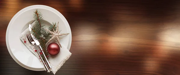 Festive Table Decoration Christmas Dinner — Stock Photo, Image