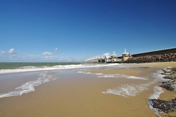 Mar Norte Praia Dunas Pico Tempestade Maré Alta Tempestade Banjaard — Fotografia de Stock