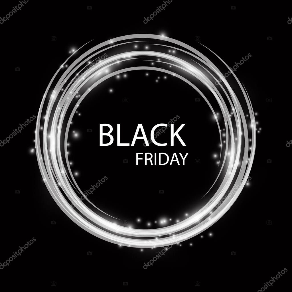 Black Friday Sale handmade lettering, calligraphy with garland and dark background for logo, banners, labels, badges, prints, posters, web
