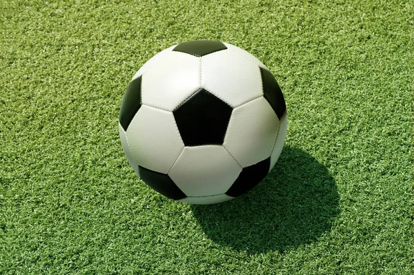 Closeup Soccer Football Green Grass — Stock Photo, Image