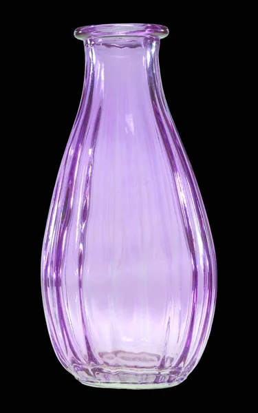 Pequeña Botella Vidrio Violeta Frente Fondo Negro — Foto de Stock